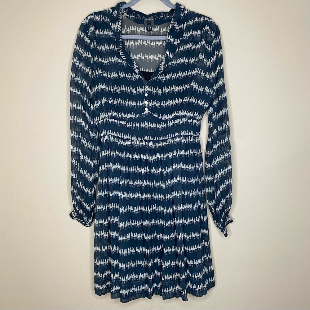Orla Kiely 100% Silk Lady Printed Long Sleeve Dress US8